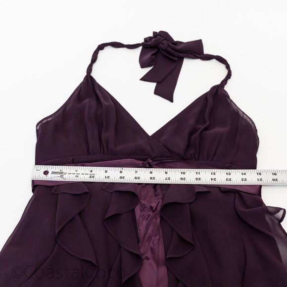 Eliza J Purple Ruffle Chiffon Dress 8 Halter Babydoll Fairycore Y2K Whimsy Party - Picture 6 of 10